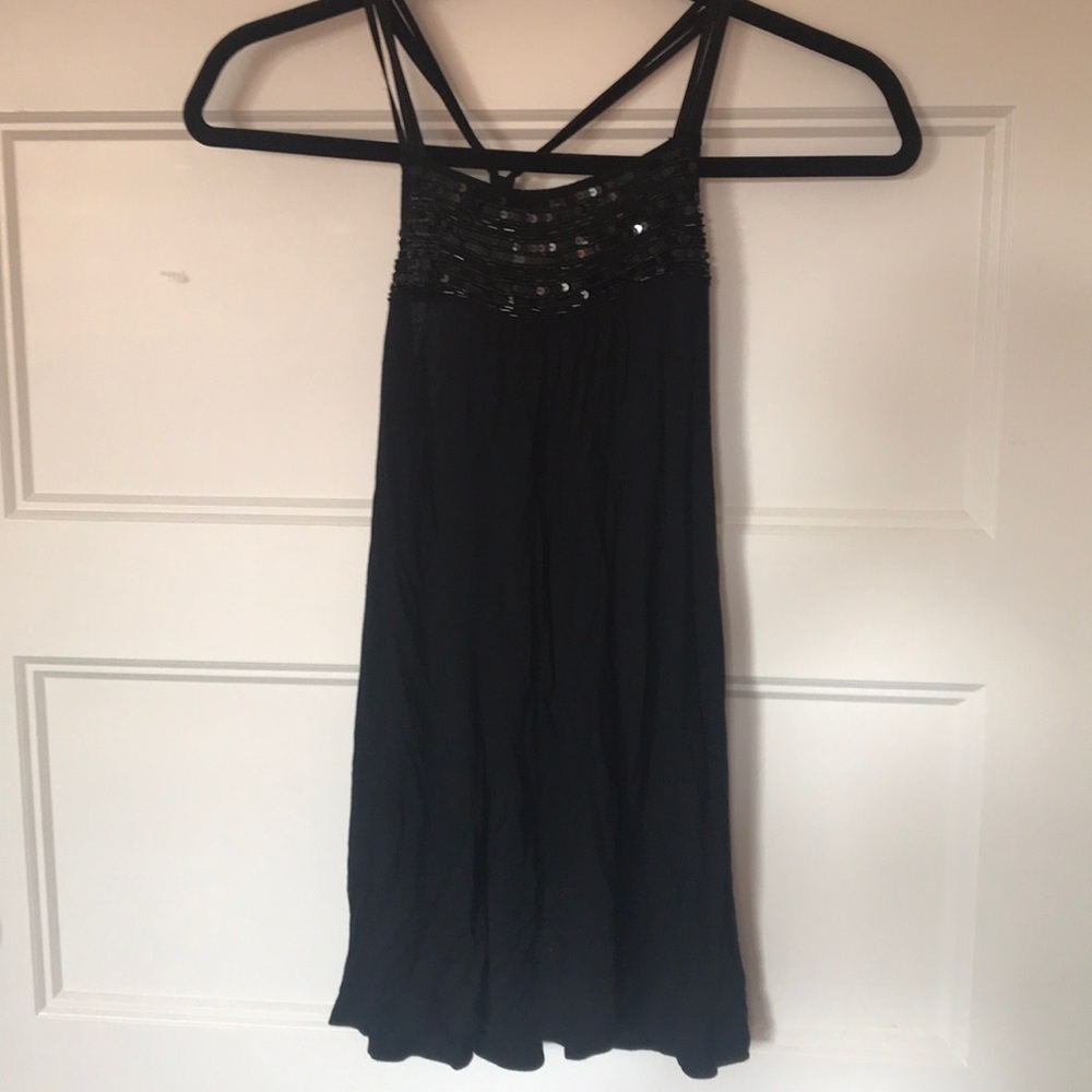 Black Beaded cross back tank